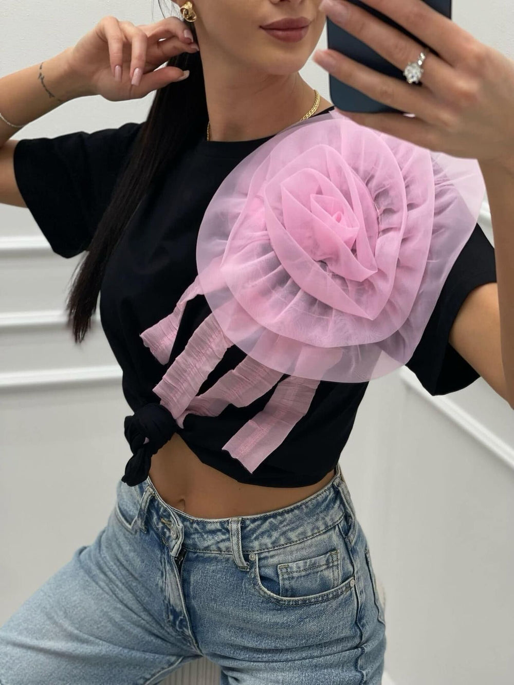 tricou-negru-cu-accesoriu-tul-linz (3)