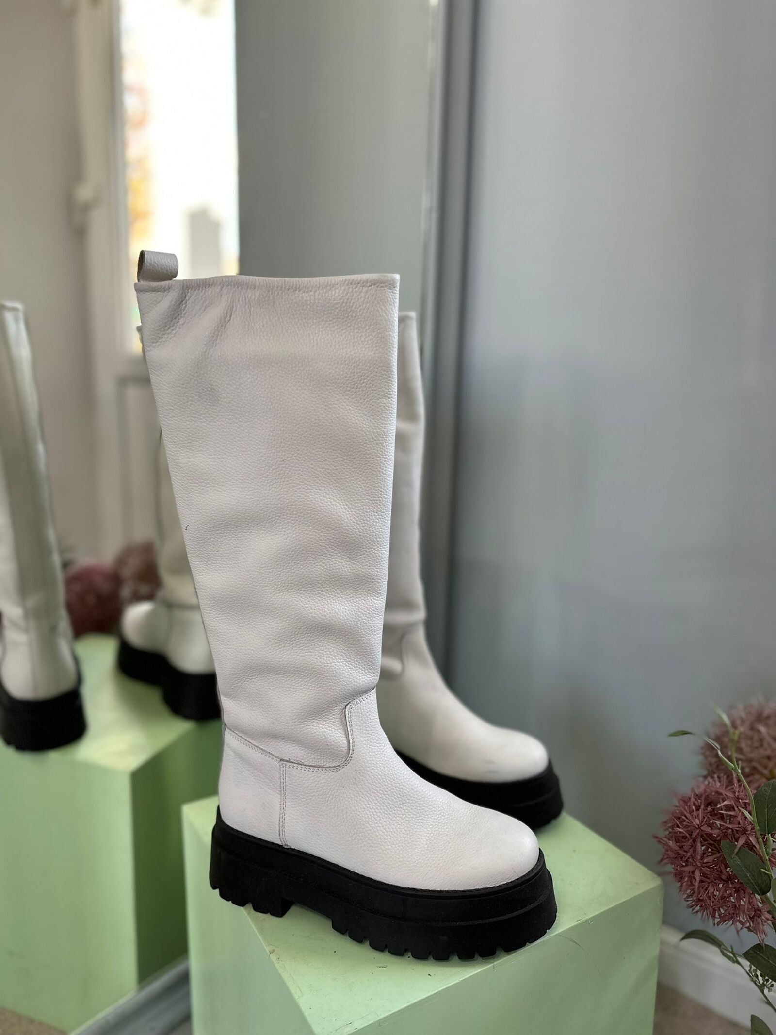 Cizme din piele naturala Korio White - mauri.ro (2)