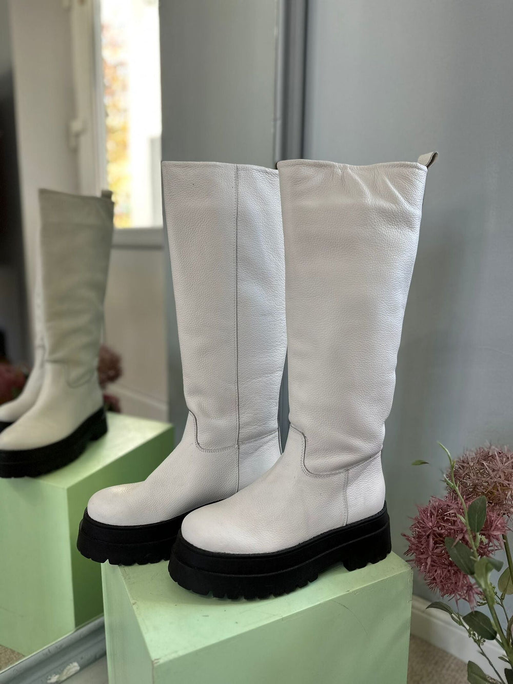 Cizme din piele naturala Korio White - mauri.ro (1)