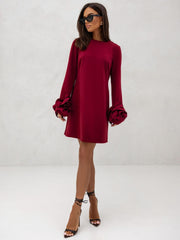 Rochie-dama-eleganta-burgundi-cu-volane-tip-floare (2)