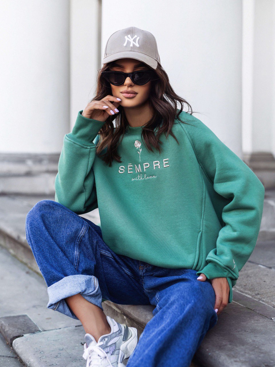 Bluza-oversized-verde-Bessy (3)
