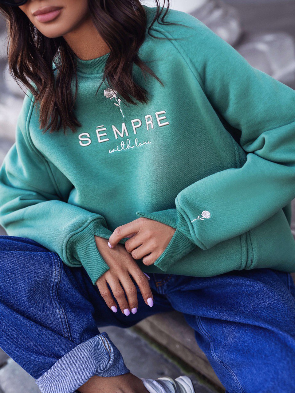 Bluza-oversized-verde-Bessy