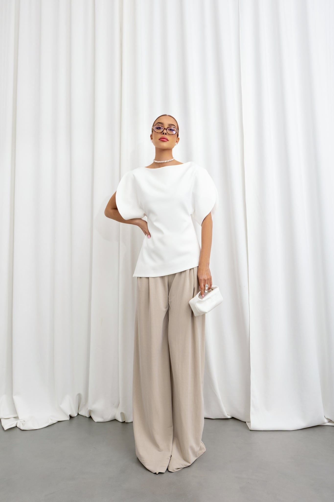 Bluză Elegantă Ivory cu Mâneci Bufante Clara