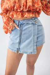 Fusta Pantalon Zipper Denim
