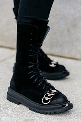 Ghete din piele intoarsa naturala negre Vichi