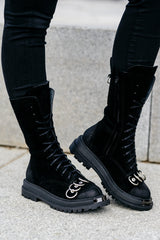 Ghete din piele intoarsa naturala negre Vichi