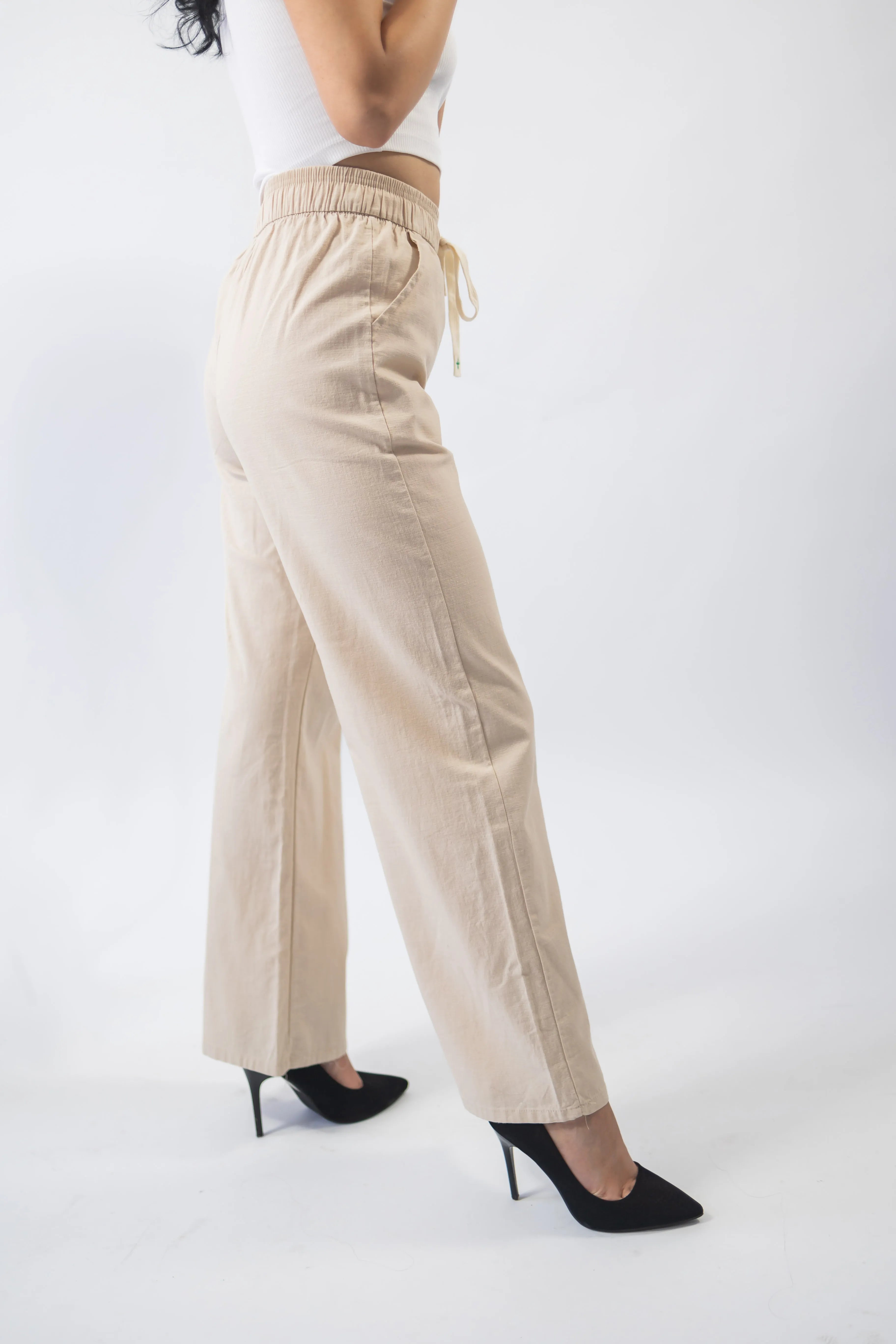 Pantaloni de In Wide Leg Cream