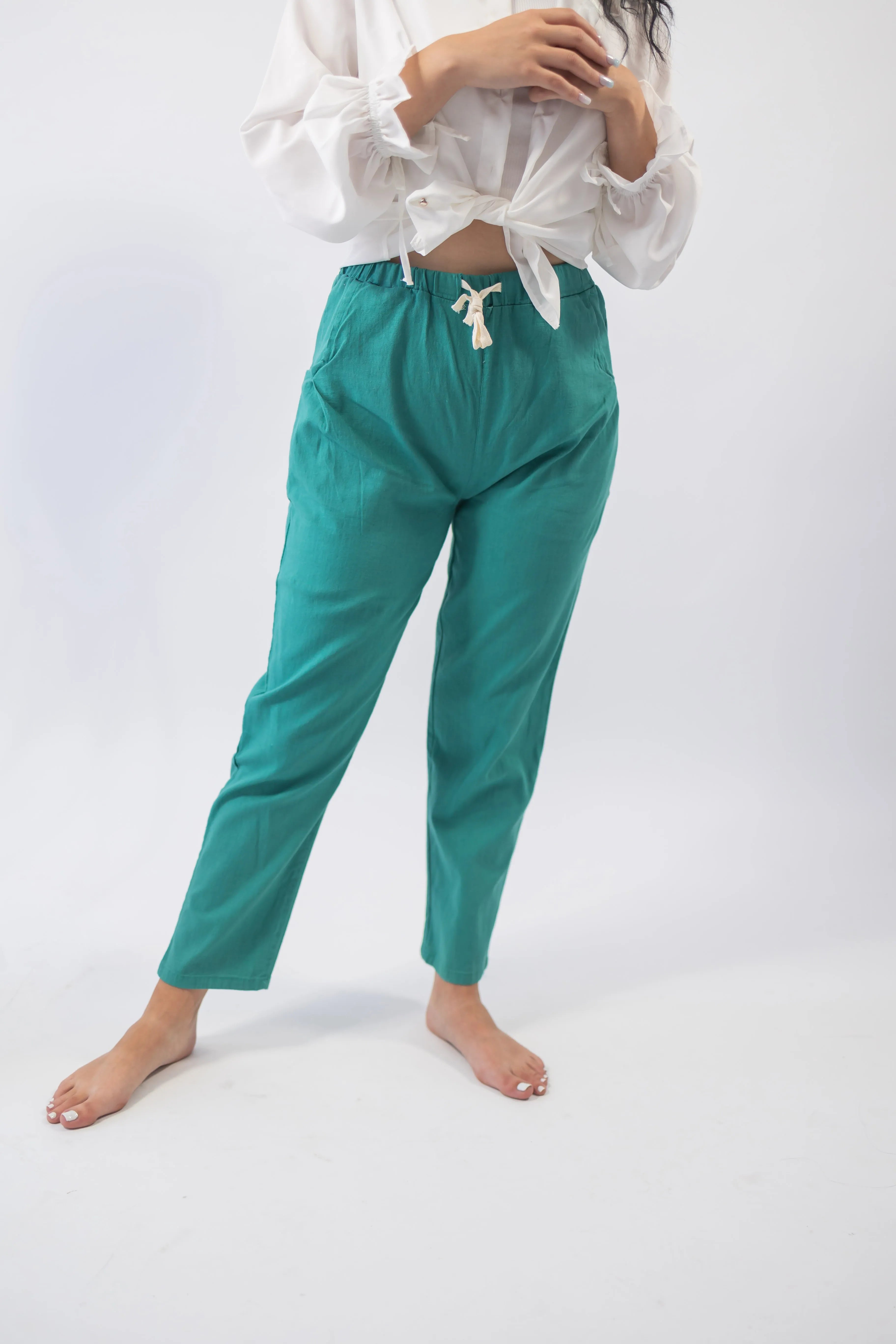 Pantaloni de In Conici Verde-Turcoaz