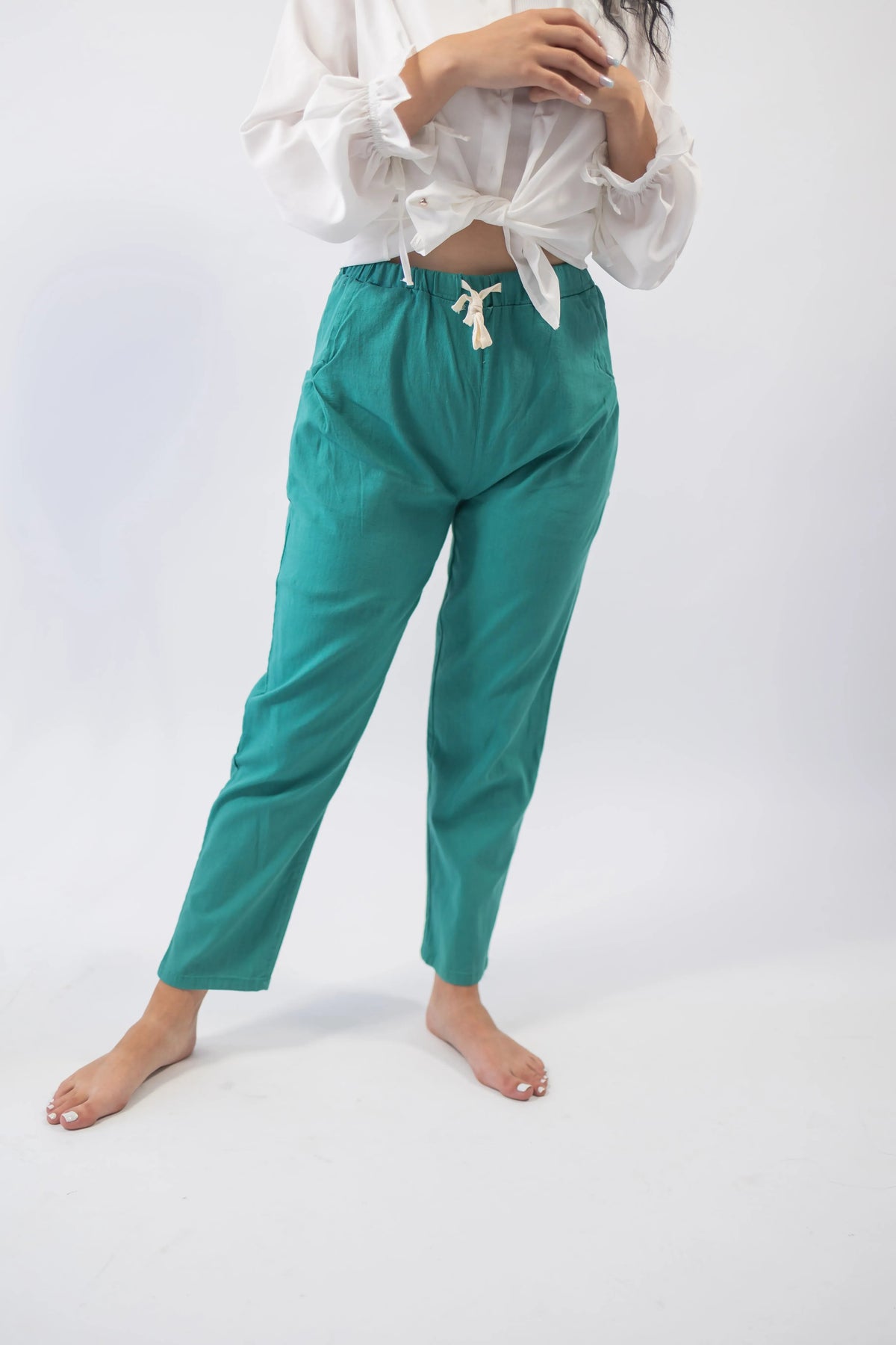 Pantaloni de In Conici Verde-Turcoaz