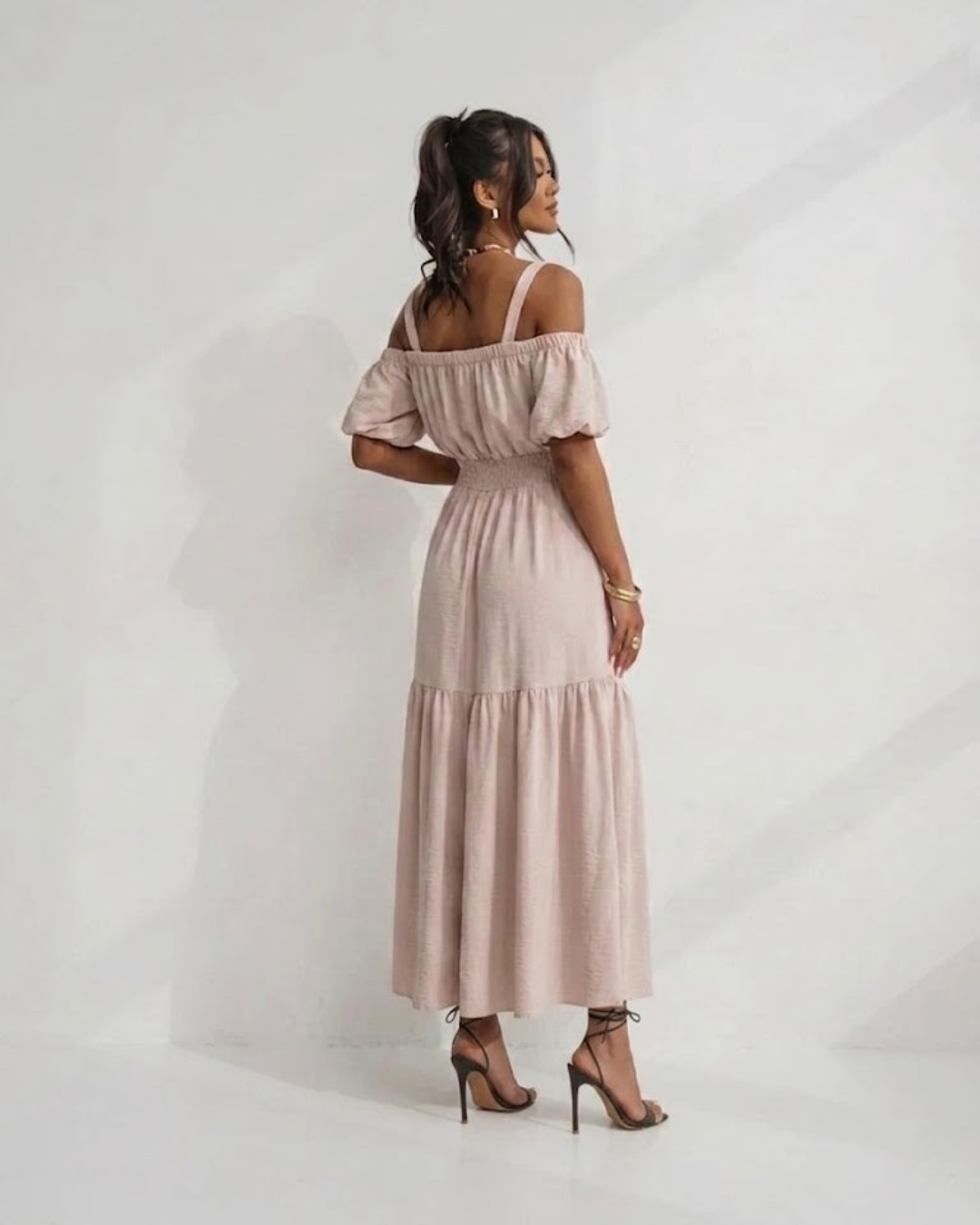 Rochie dama bej cu bretele