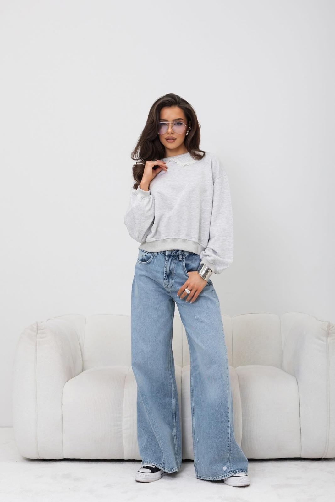 Bluza cu guler croșetat – Beige Soft