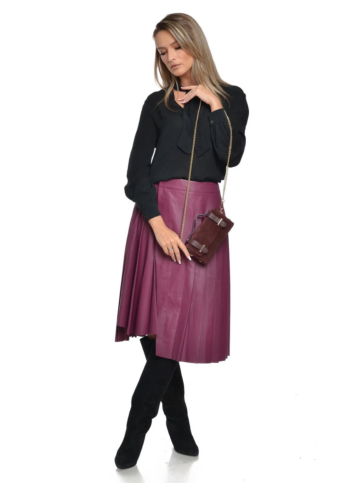 Geanta din piele naturala Becca maro - Mauri