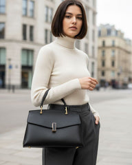 Geanta din piele naturala Teresa neagra