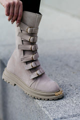 Ghete din piele naturala bej Capri