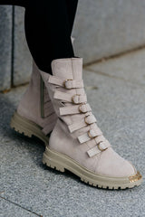 Ghete din piele naturala bej Capri