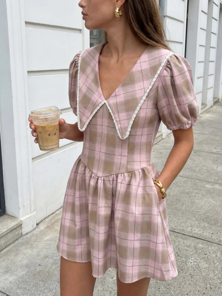 Rochie mini în carouri Ella