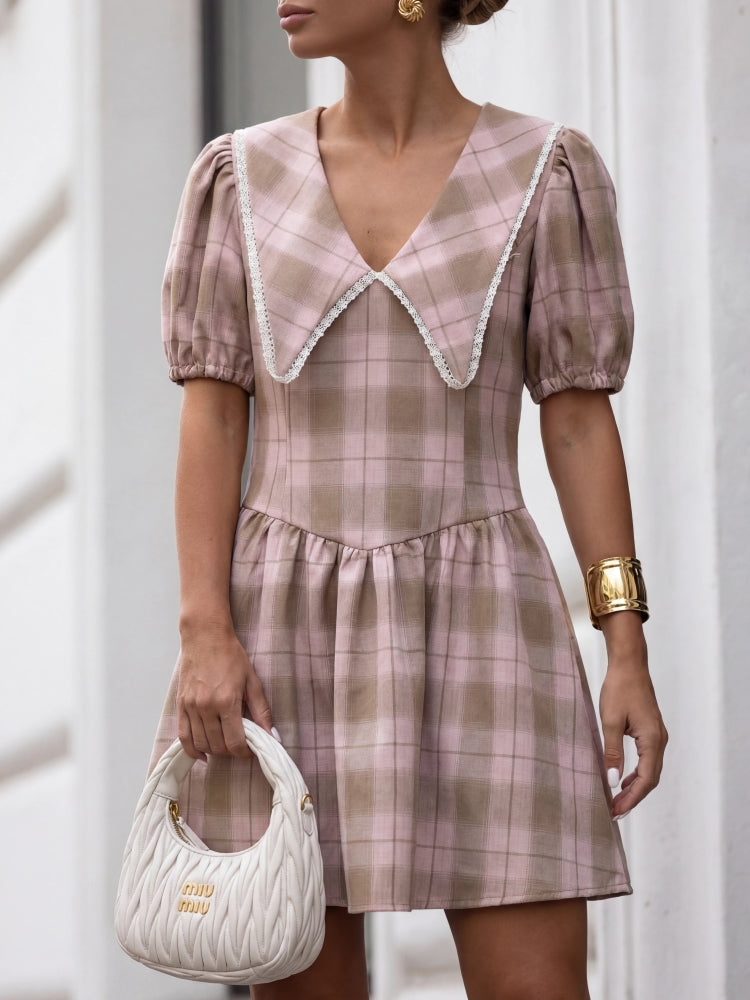Rochie mini în carouri Ella