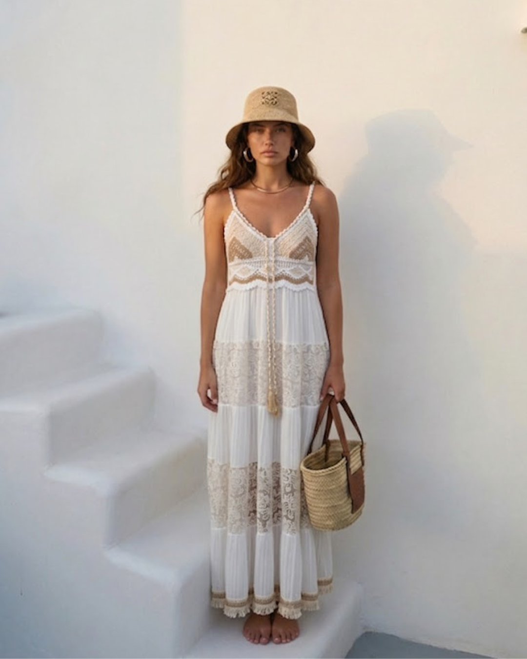 Rochie dama din in lunga alba