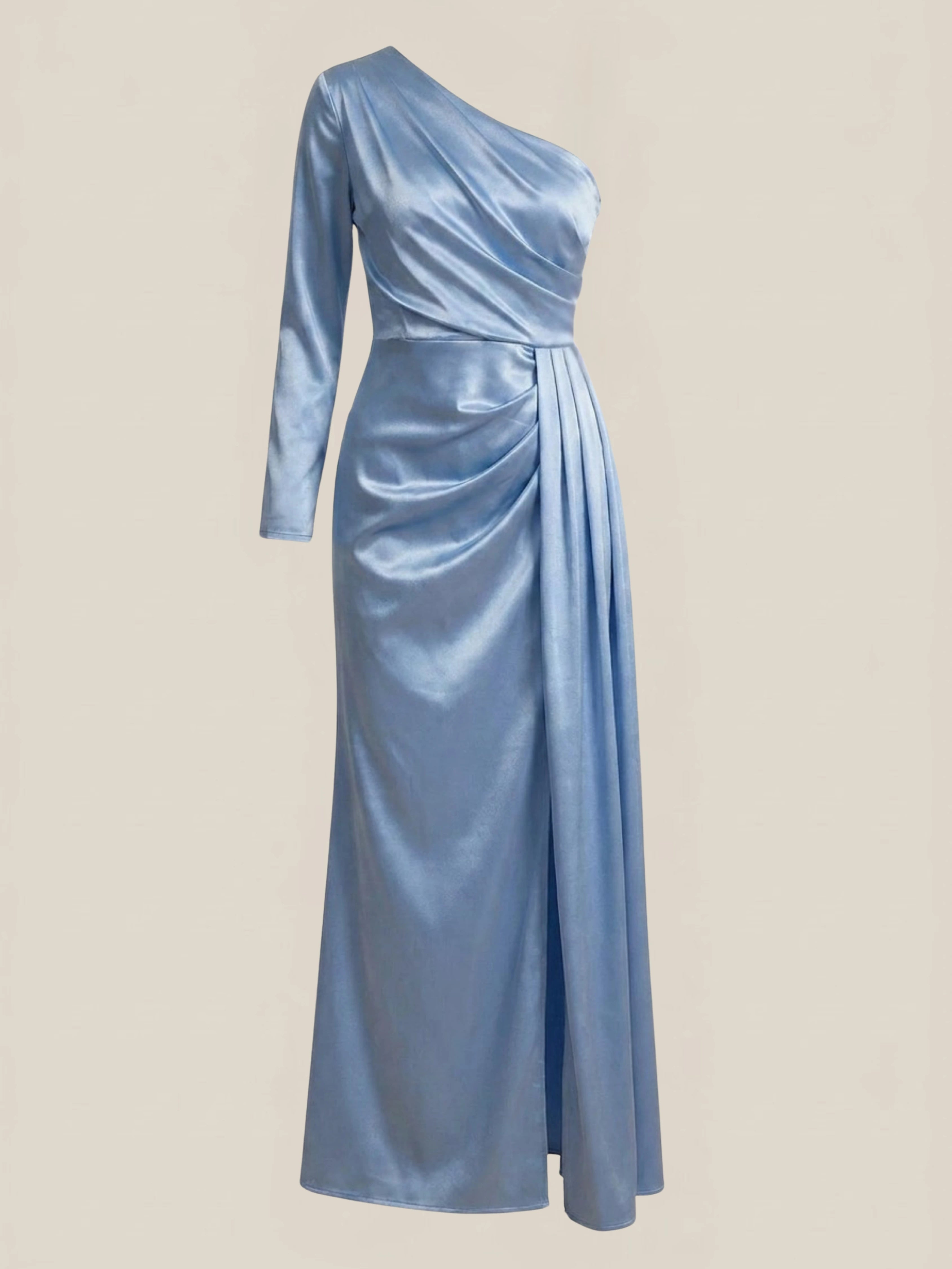 Rochie lunga cu o maneca baby blue