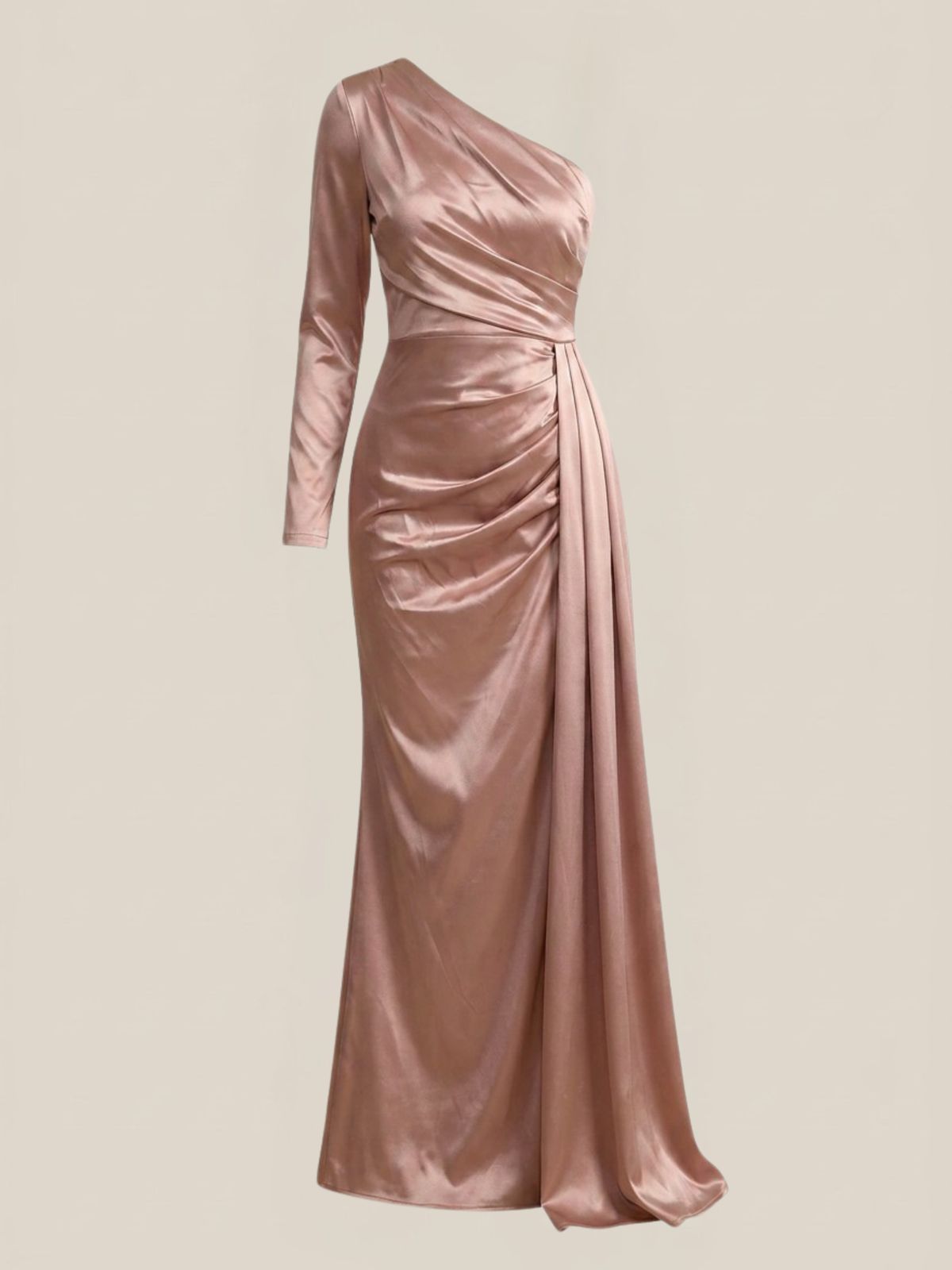 Rochie lunga cu o maneca roz