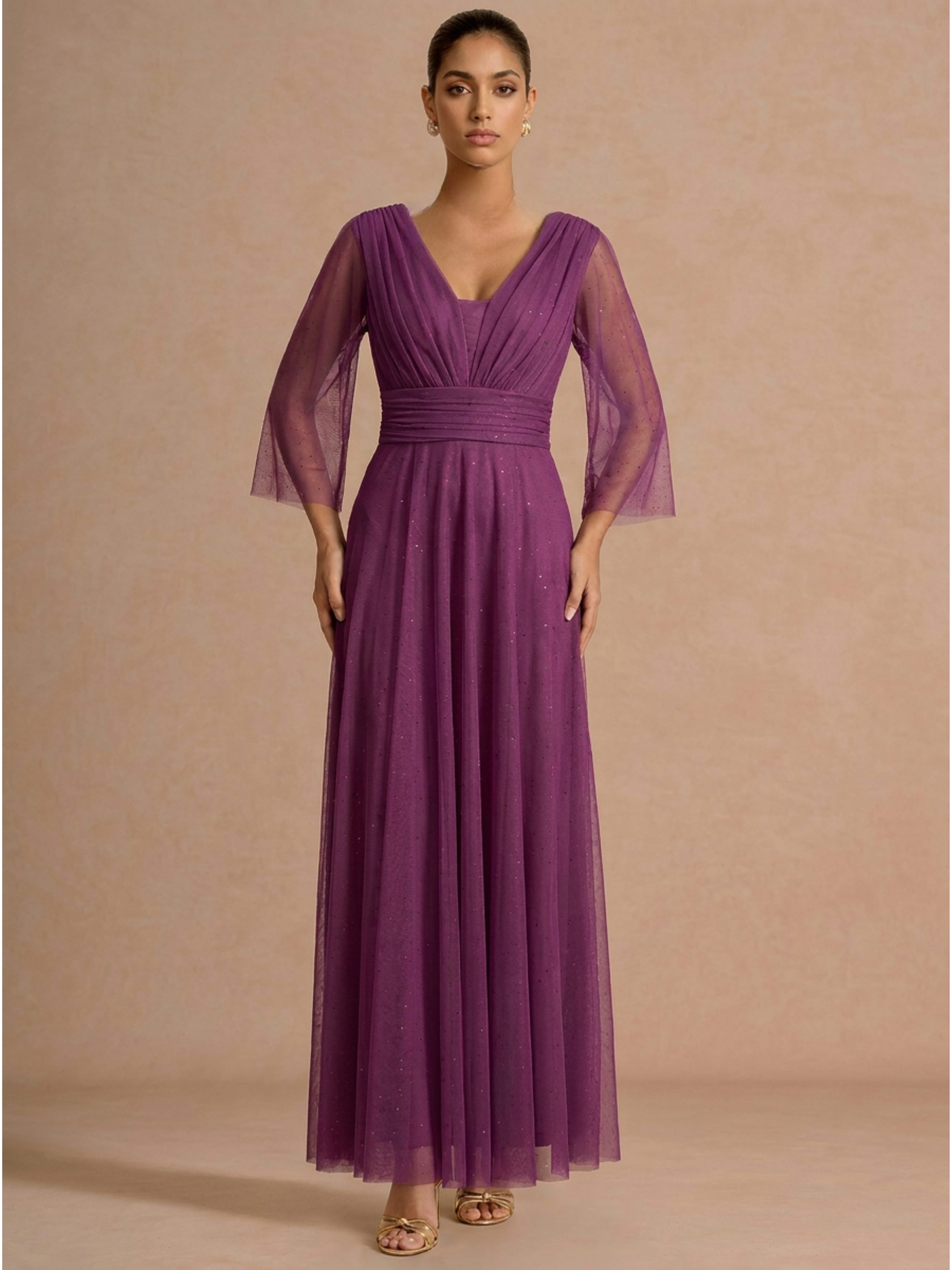 Rochie lunga Mathilde fuchsia