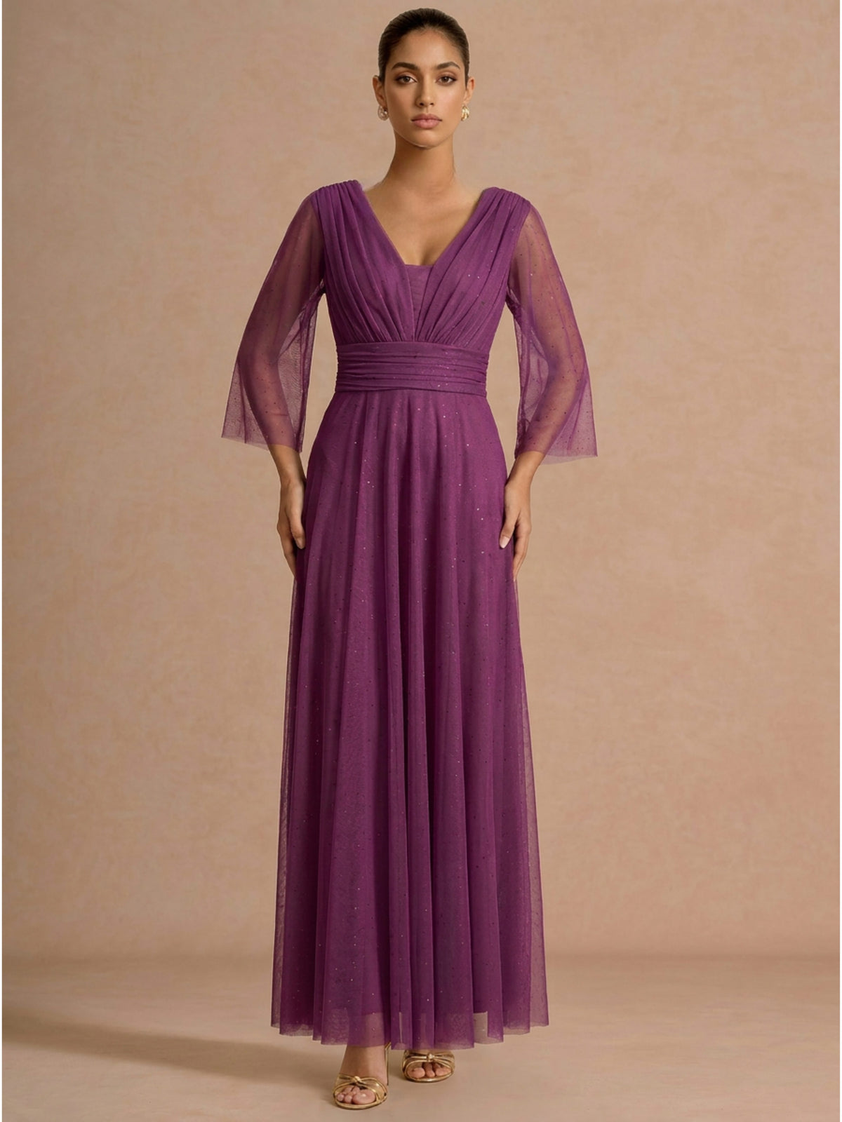Rochie lunga Mathilde fuchsia