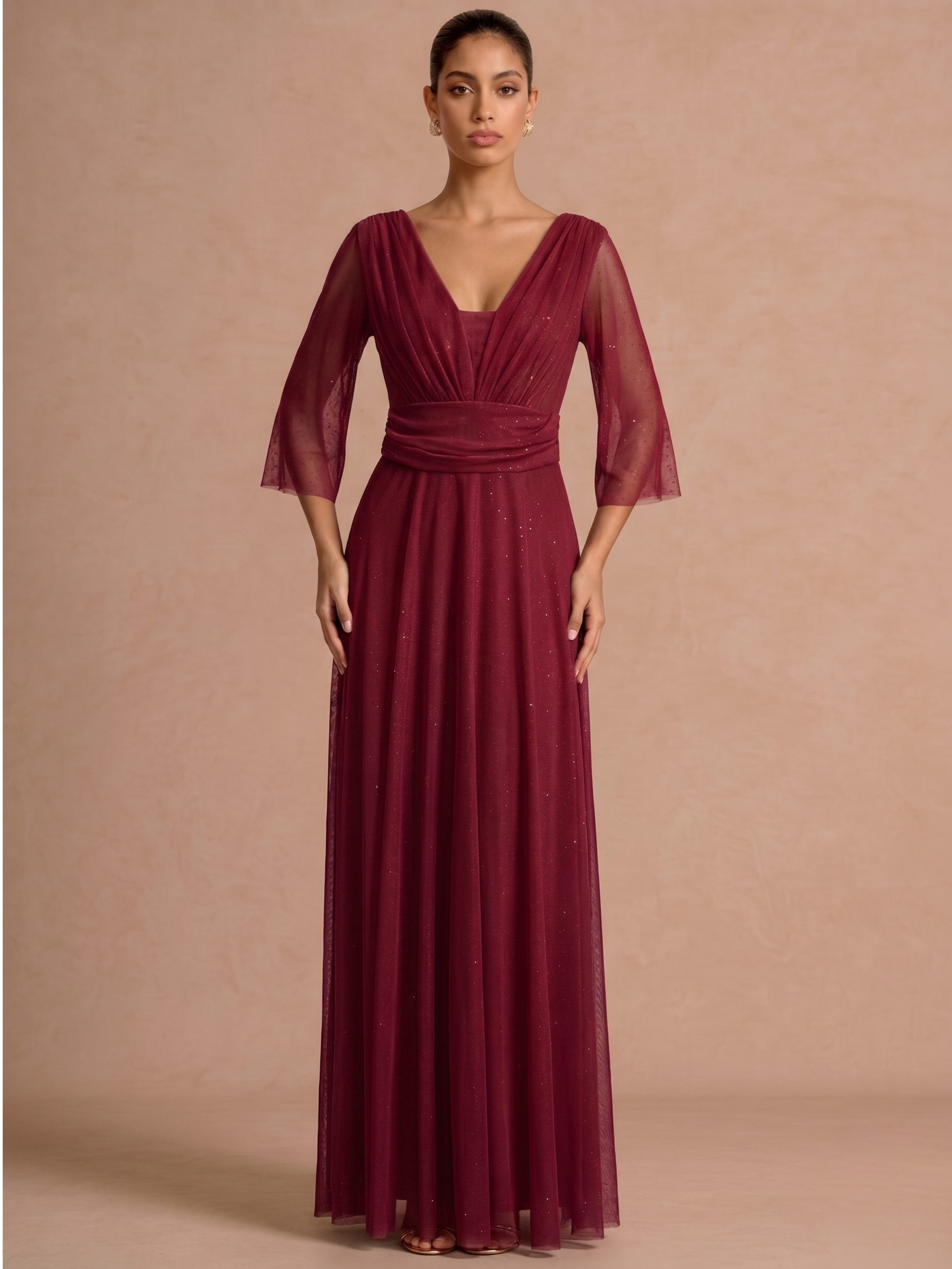Rochie lunga Mathilde rosie