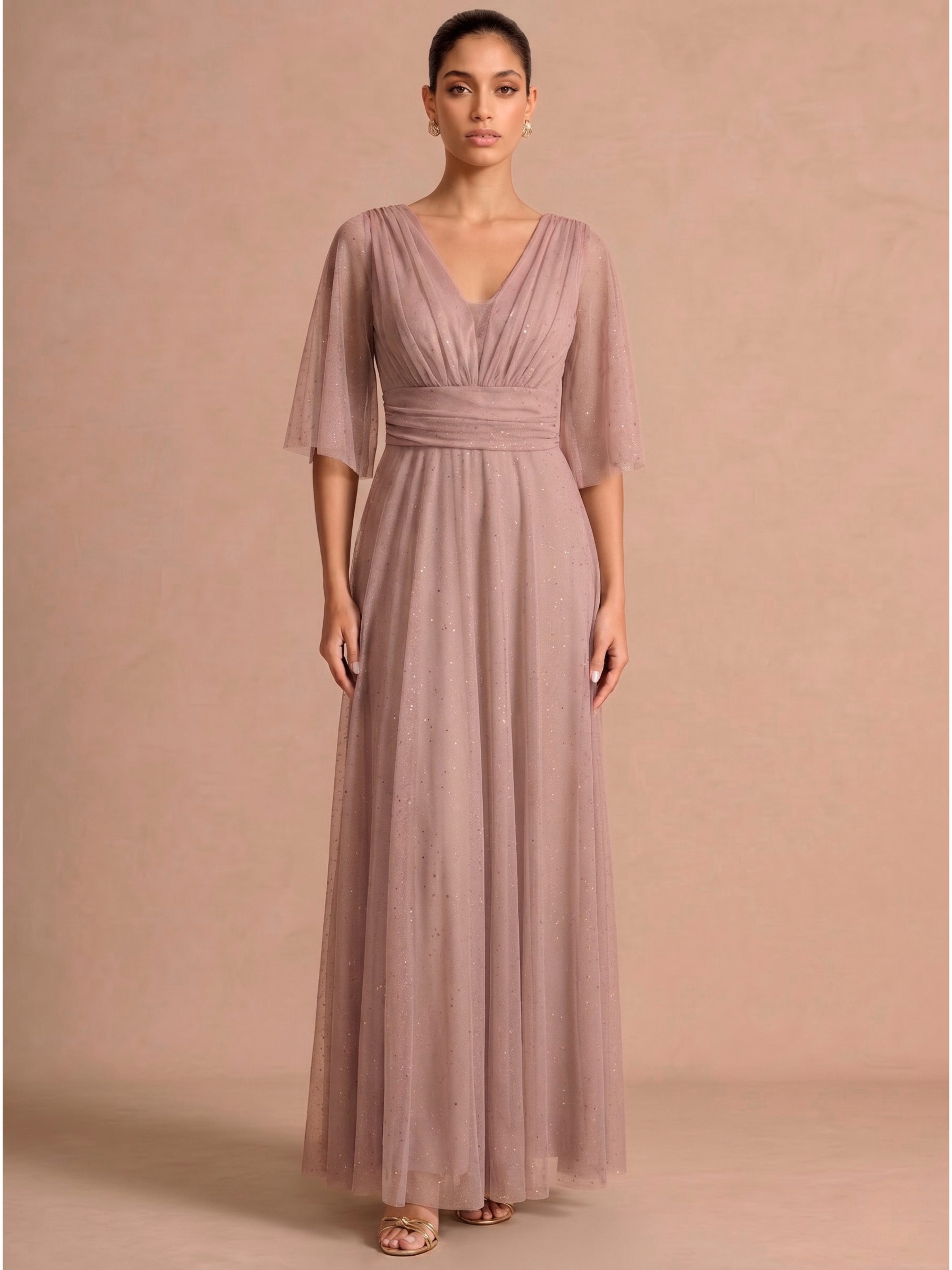 Rochie lunga Mathilde roz
