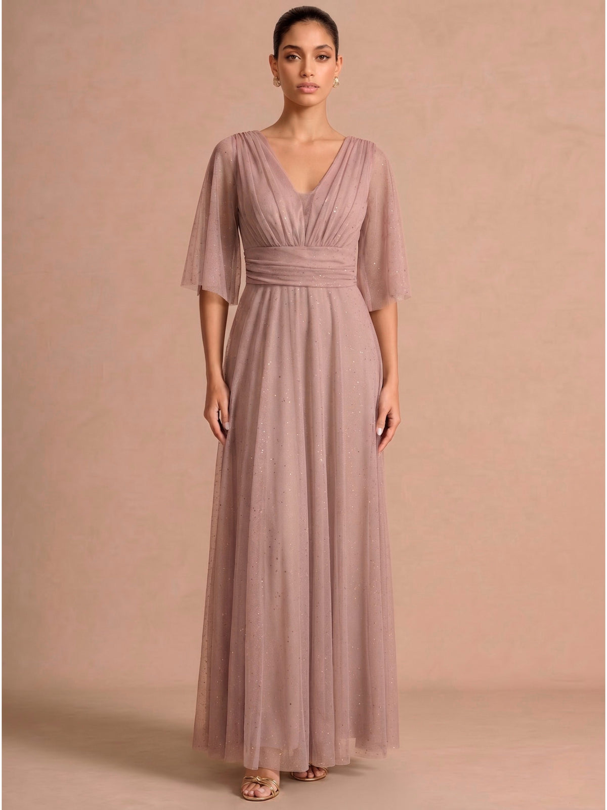 Rochie lunga Mathilde roz