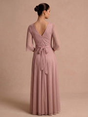 Rochie lunga Mathilde roz