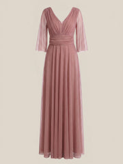 Rochie lunga Mathilde roz