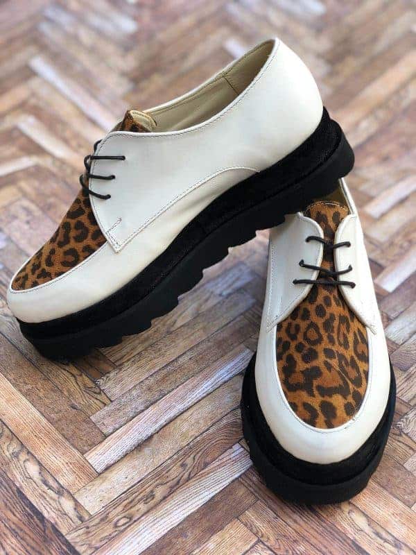 pantofi piele naturala madeline animal print
