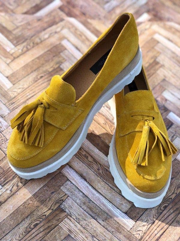 pantofi piele naturala yellow summer