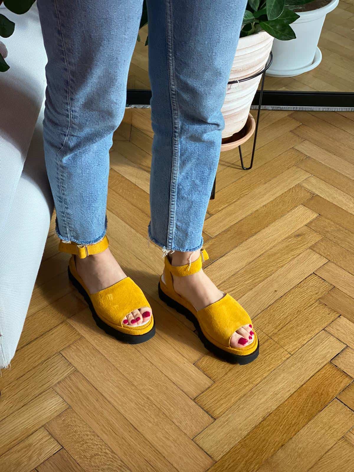 sandale din piele naturala nataly yellow