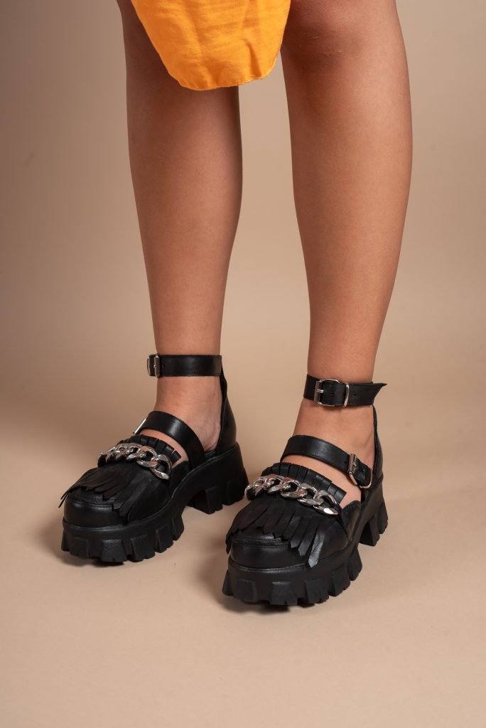 Pantofi din piele neagra Glixia