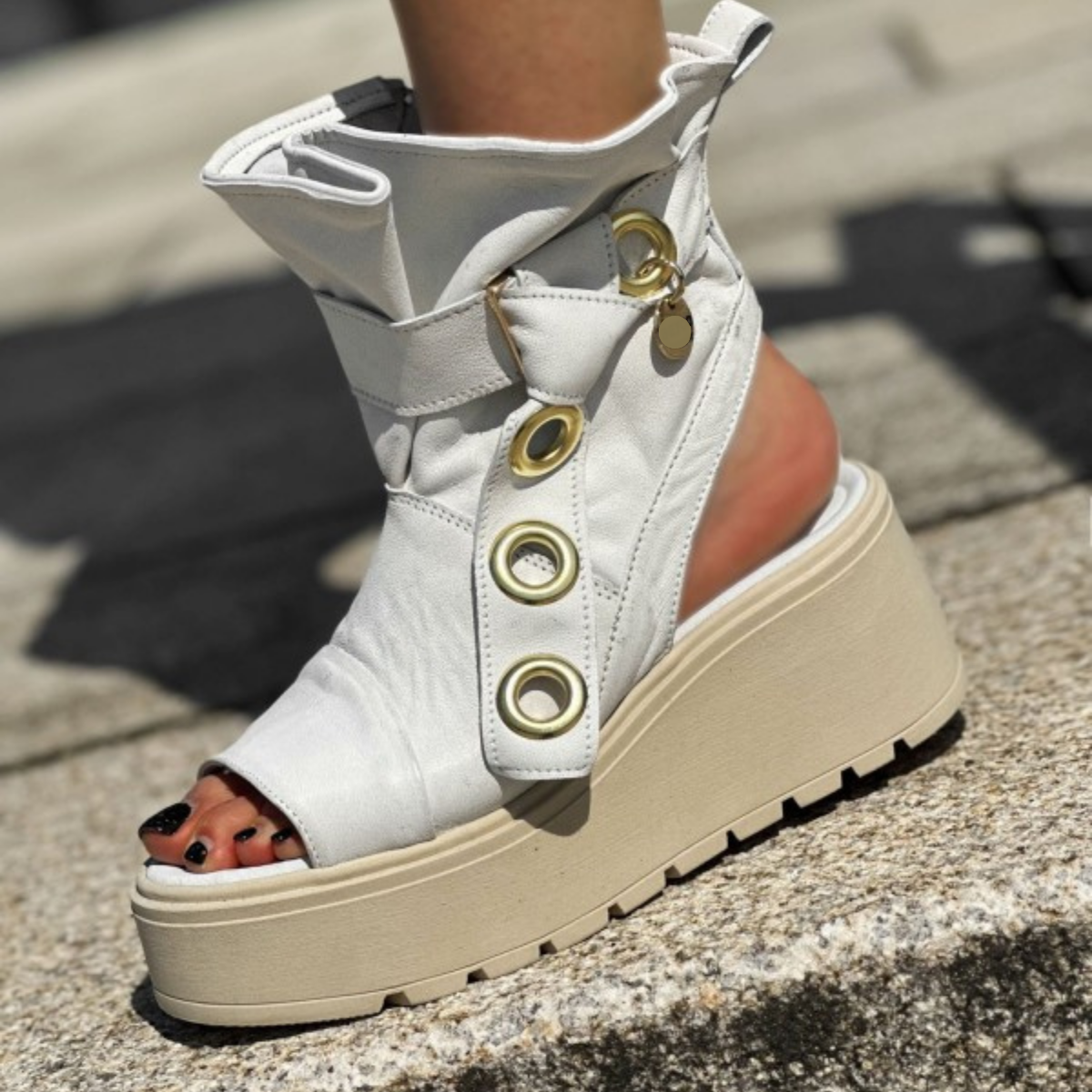 Sandale din piele naturala albe Pacini - Mauri.ro