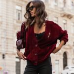 cardigan velvet bordeaux