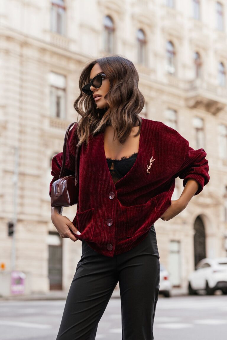 cardigan velvet bordeaux
